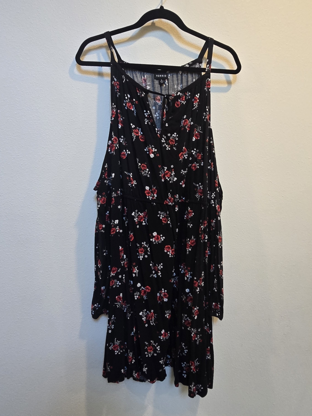 Torrid Black Red Floral Cold Shoulder Dress